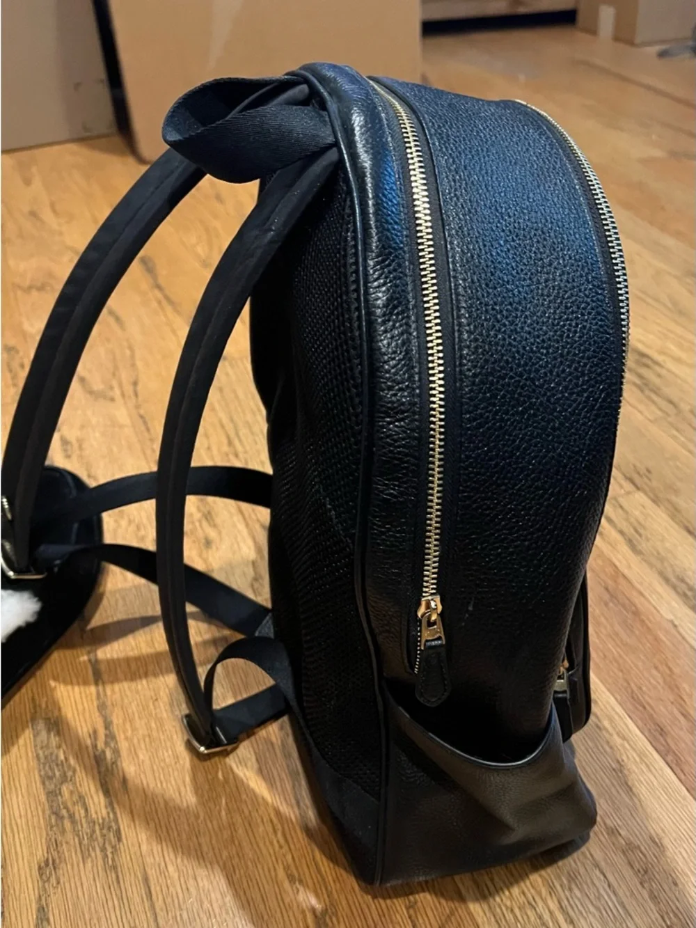 Coach Black Pebbled Leather Backpack with Gold Logo - Picture 5 of 9
